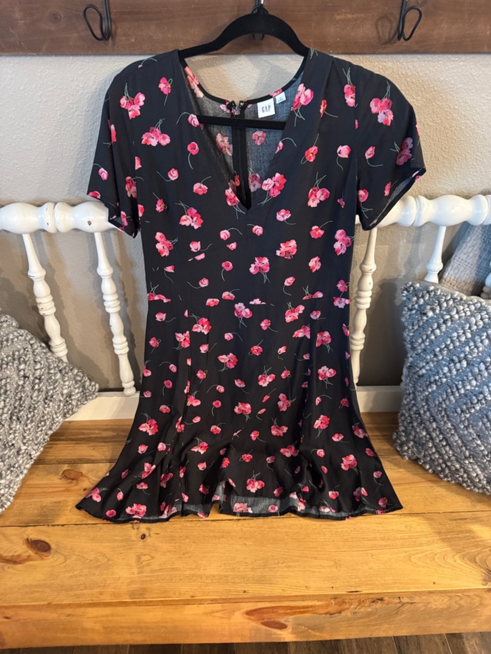 GAP EUC Black Dress with Pink Floral Print